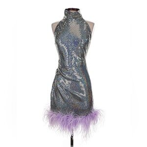 Donating SOON - New Arrivals Vanessa In Les Bains Feather-trim Sequin Mini Dress